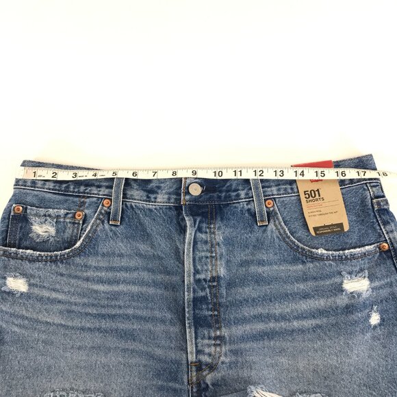 NEW Levi's 501 Denim Cut-Off Shorts Women's Size 34 Button Fly Distressed Cotton - Picture 4 of 11